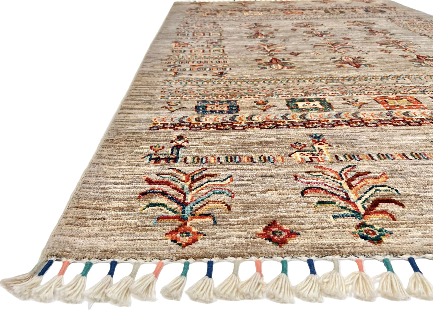 Afghan Khorjin (3'04"x5'00") silver/multicolor