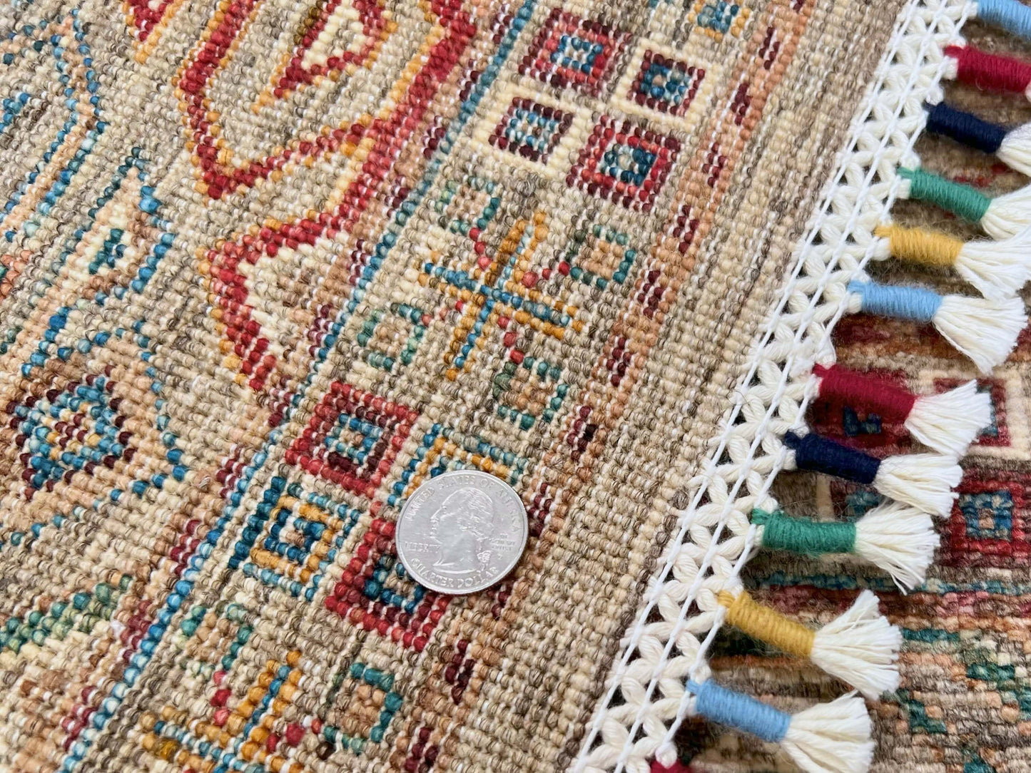 Afghan Khorjin (3'02"x4'08") camel/multicolor