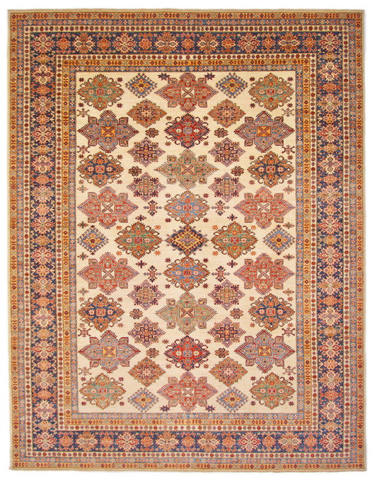 Super Kazak (9x12) ivory/blue