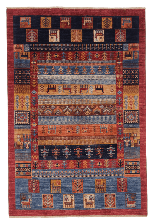 Afghan Gabbeh (4'02"x6'03") navy/blue/red