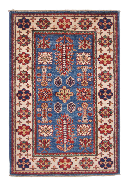 Super Kazak (2'08"x4'00") denim blue/ivory