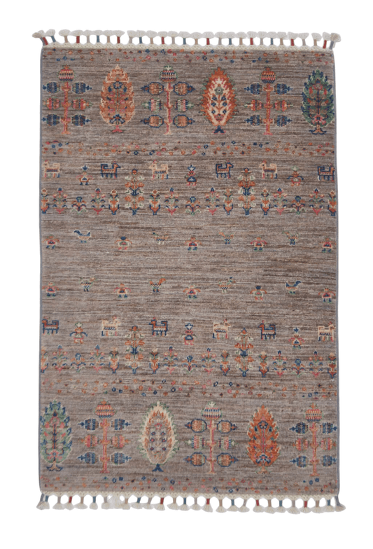Afghan Gabbeh (2'07"x3'09") light gray