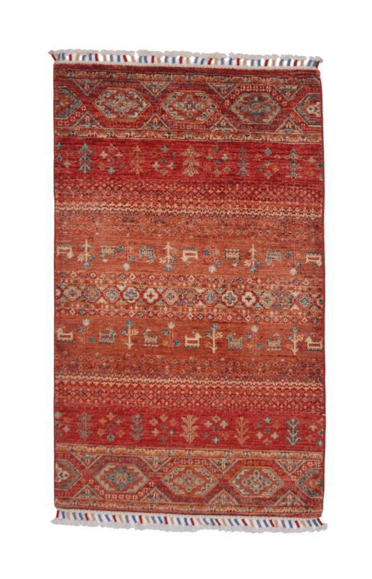 Afghan Khorjin-Gabbeh (2'06"x4'02") rust/red