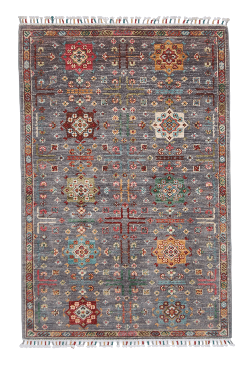 Afghan Khorjin (3'04"x5'00") gray/pastel