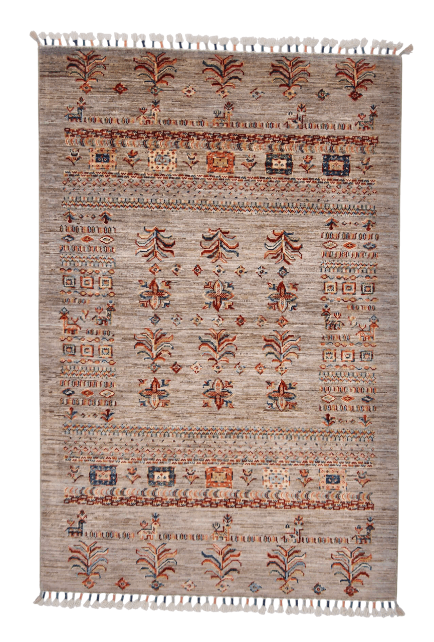 Afghan Khorjin (3'04"x5'00") silver/multicolor